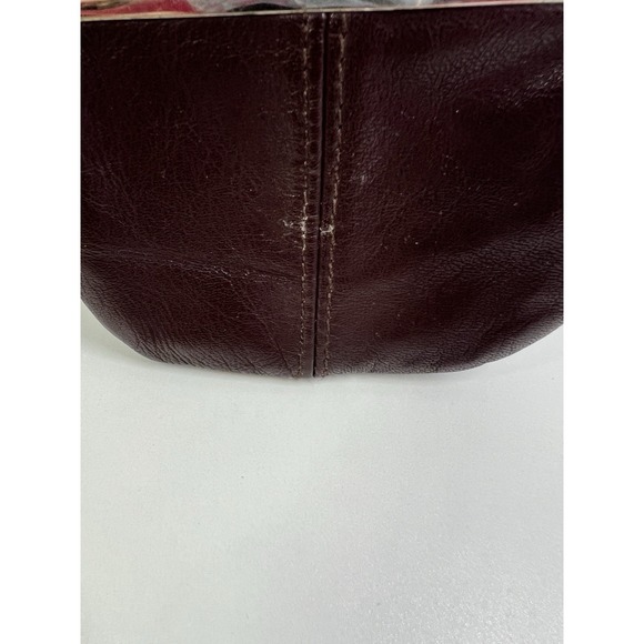 Vintage Brown Leather Kiss Lock Coin Purse Clutch Silver Frame 80s 90s - Picture 4 of 8